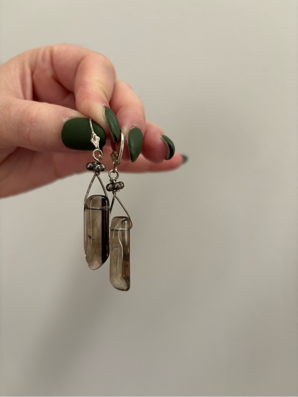 Smoky Quartz Drop Down Earrings